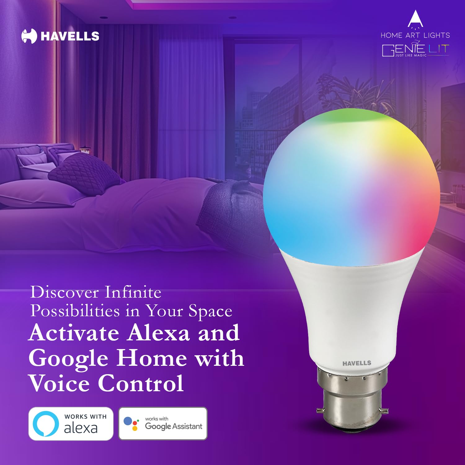 Havells Glamax 9W B22 WiFi LED